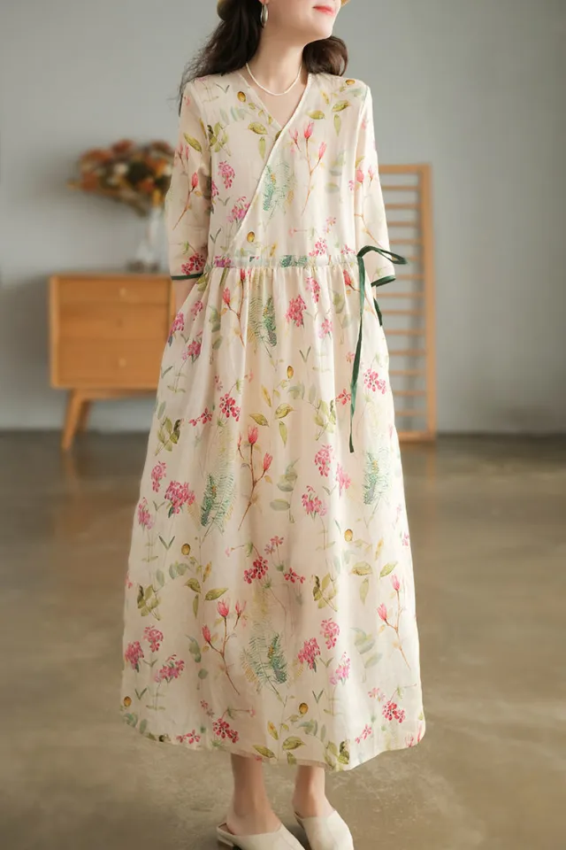 TOAST Womens Dresses  Panelled Cotton Linen Dress Dhal < Talip Olgun