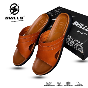SKILLS Barqun - Sandal pria selop kulit terbaru empuk rigel