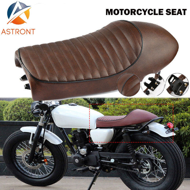 Black motorcycle deals brown seat