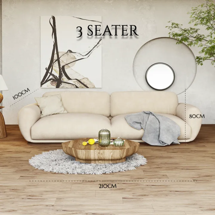 LaFloria® Hiro Sofa/Beige 3 Seater Sofa/ 2 Seater Linen Sofa/ White ...