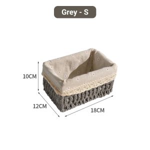 OutingSG®Hand-Woven Rattan Basket Desktop Key Storage Box Cosmetics Storage Basket With Belt Lining