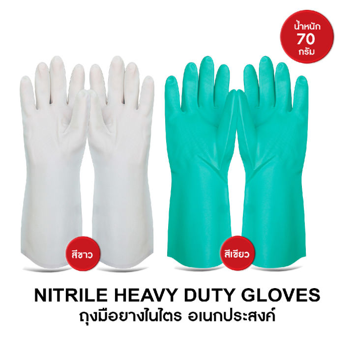 ถุงมือไนไตร Heavy Duty ป้องกันสารเคมี หนา 18 mil