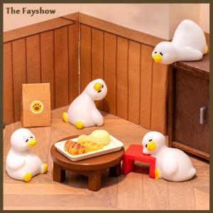 [The Fayshow] Miniatures Figurines Cute White Duck Animal Micro Landscape Ornaments For Home Desk Decoration Gardening Accessories