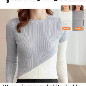 Bottom Shirt Stand-up Collar Tops Gray-white Fashion Double-sided Belly Loose Age Reduction Style