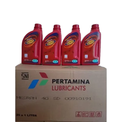 Oli PERTAMINA MESRAN SAE 40 1 Liter 1 Dus Isi 20 Botol Original Oil Mesin Motor Mpbol Bensin DIesel Asli