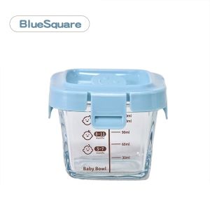 JUNCHUANG กล่องแก้วเก็บอาหา แบบพกพากล่องเก็บอาหารเด็ก ถ้วยแก้วใส่อาหาร ปลอดภัยสำหรับลูกน้อย ขนาด ﻿