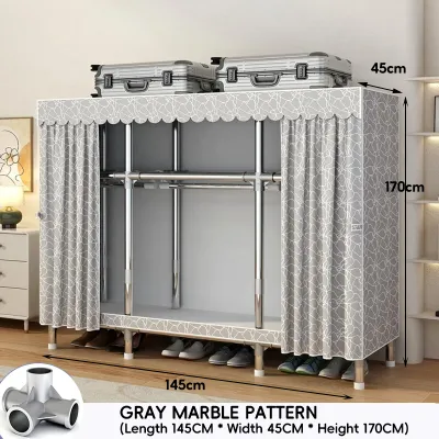 MOD Alloy Joint Steel Tube Wardrobe | 26MM Extra-Thick Steel Fabric Closet | Heavy-Duty Dust-Proof Storage Cabinet | Easy to Set Up