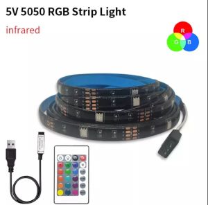 Paket Lampu LED Strip RGB 5V USB 5 Meter 5050 IP44 3 TOMBOL Controller mini Bluetooth Tv Warna Warni