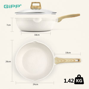 Gipp Non Stick Deep Frying Pan Induction Pan Granite Wok Pan 24/28cm With Lid High Quality Easy To Clean Suitable For Cookware Induction And All Stove