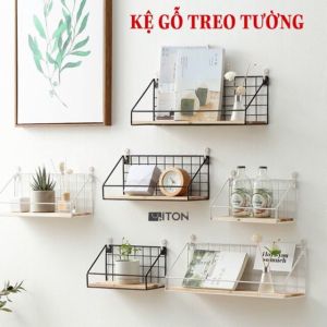 Kệ DánTường Để ĐồTrang Trí Nhà Cửa Decor Phòng Kệ Sắt Đáy Gỗ Giá Treo Tường Đa Năng Tặng Đinh Miếng Dán BIGBA