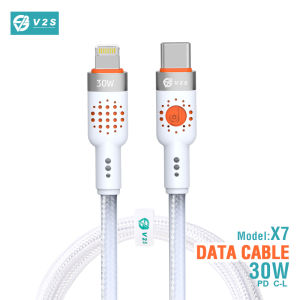 V2S X7 30W Fast Charging & Data Transmission Cable & Nylon Braided Cable PD Type C to iPh