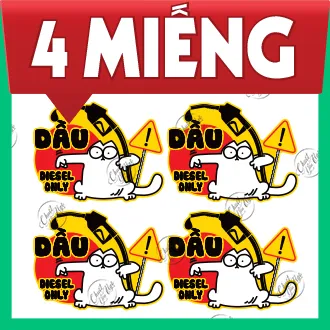 Miếng dán trang trí nắp bình xăng xe hơi ô tô đổ dầu diesel only
