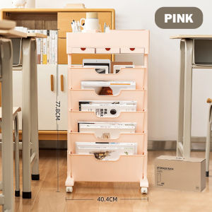 Desk Side Storage Rack Bookshelf Side Table With Wheels Book Stationery Student Organizer Portable Lightweight