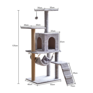 Lovinland Cat Tree Multi-Level Cat Tower for Indoor Kittens Condo Furniture with Scratching Posts Large Top Perch Hammock Tall Pet Climbing Stand for Kitty Play House Climbing Frame