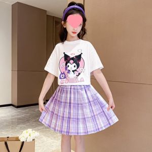 Korean Terno for Kids Jk Uniform Girls 3-12 Years Old Cute Pleated Skirt 2pcs  Top+Skirt New Girl College Style Subskirt Summer Plaid Skirt Clothing  Shirt Short Skirt Set