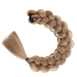 NO4 PANDA Hair Band Braided Ponytail Extensions Long Elastic Band Handmade Braids Pony Tails Hair Accessories Fluffy Twist Braid Hairpiece for Women
