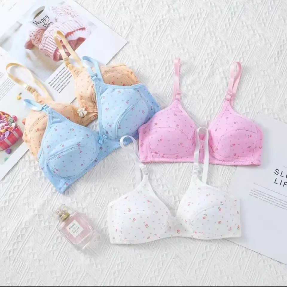 0078）3pcs assorted Young Kids Girls Soft Cotton Bra Comfy Puberty Teenage  Solid Breathable Underwear for 9-14Years