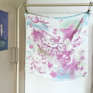 GFUTY วายทูเค ผ้าพันคอขนแมว ห่ออ่อน ฮิปฮอป ท็อปแบบท่อ KT Cat แฟชั่น ที่คาดผม ยางรัดผมลายกราฟฟิตี้คิตตี้ สาวๆ