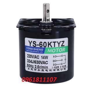 [Nhông kim loại] Motor giảm tốc 220V 14w 60KTYZ nhông kim loại trục 7mm
