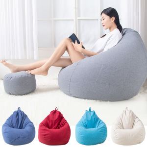 Bestenrose DIY Large Classic Lazy Beanbag Chair Sofa Cover without Filler Soft Linen Cloth Lounger Seat Bean Bag Slipcover Pouf Puff Couch Tatami (Excluding stuffing)