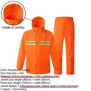 MOMO HIGH QUALITY RAINCOAT KAPOTE VULCANIZE STITCH WITH BAG (MAKAPAL PVC MADE) 100% WATER PROOF BEST FOR RAINY SEASON BEST FOR MOTORCYCLE RIDER (ORANGE) (POCKET)