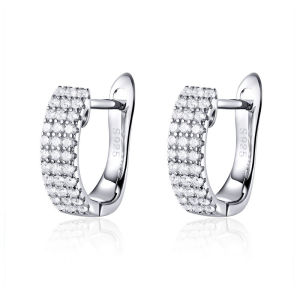 BAMOER Bông Tai Dạng Hạt Đá Zircon Hình Khối CZ Trong Suốt Lấp Lánh Bằng Bạc Sterling 925 Mới Cổ Điển Cho Nữ Trang Sức Đám Cưới SCE560 Tháng 4