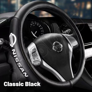 High quality Car Leather Steering Wheel Cover Suitable For 38CM Auto Anti Slip Breathable comfortable Steering Wheel Protective Cover Car Interior Accessories For Nissan Urvan Sentra Almera X-Trail Patrol Navara Frontier Cefiro Juke 370Z Grand Livina