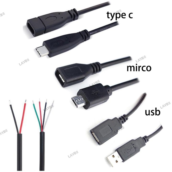 1M USB Type A Male Female Type C Micro Connector 2Pin 4pin core Power