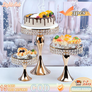 3PCS Luxury Rhinestone Elegant Fancy Party Dessert Cake Stand