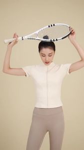GEPO Áo khoác nữ thể thao tay ngắn tập gymyogaôm body chất thun lạnh co giãn 4 chiều GP231