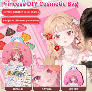 Princess DIY Cosmetic Bag for Girls Dress up Stickers Fashion Princess Makeup Bag Painting Toy Doodle Cosmetic Toys