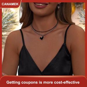【CANAMEK 】 Choker Necklaces Heart Pendant Chain Jewellery Women Чокер Glass Multilayer Neck Collier Femme Cadenas Para Mujer For Girls