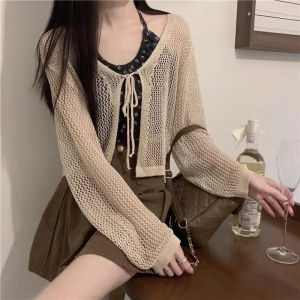 Áo khoác lưới dệt kim nữ đẹp chống nắng khoét lỗ đi biển thời trang mùa hè nhiều màu - Mã AH004
