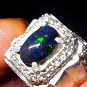 cincin kalimaya black opal solid top jarong asli banten