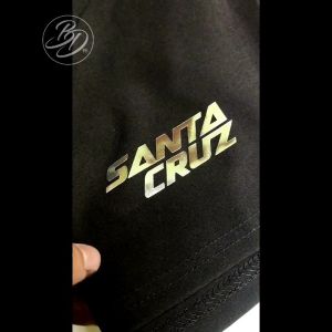 Silver and Gold Design Santa Cruz Logo Shorts aith FREE STICKERS