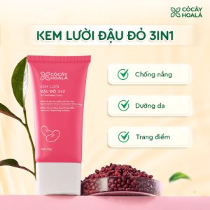 KEM LƯỜI CHỐNG NẮNG ĐẬU ĐỎ 3IN1 CỎ CÂY HOA LÁ 25G DƯỠNG SÁNG KEM NỀN TRANG ĐIỂM