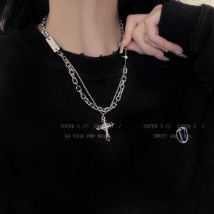 (HCM)Vòng Cổ Nam Nữ Hiphop Hình Chữ Thập Hai Lớp Phong Cách Lạnh Lùng Cá Tính VCCHUTHAPHIPHOP10