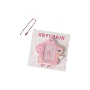 Glittering Star Case with Chain Water Resistant Acrylic Photo Protectors Sleeve For Keyring Bag Charm