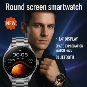 Space Exploration Watch Round Watch HD Big Screen Watch Bluetooth Call Watch Music Player Watch Multi Function Wristband GPS Tracker Watch Sleep Monitor Watch Military Grade Outdoor Sport Watch