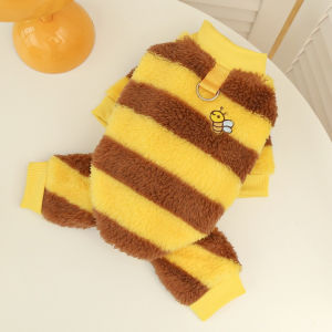 SKISOPGO Cute Bee Dog Costume Bee-themed Pet Hoodie Soft Warm Winter Clothes for Small Dogs Cats