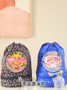 Bơi cho trẻ em túi phim hoạt hình bơi cho trẻ em ba lô khô ướt tách Túi đựng khăn giấy trẻ em túi đi biển với dây rút