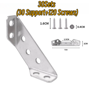 30 set Metal Trapeziform Angle Bracket  （with Screws） Triangle Support Bracket Joint Corner Connector for Shelf Cabinet Table Chair