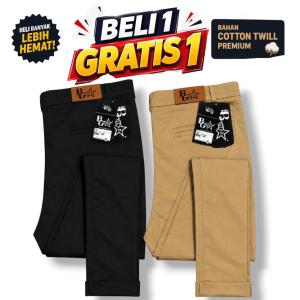 PROMO ISI 2PCS Celana chino panjang pria slim fit bahan cotton twill melar stretch Adem Nyaman