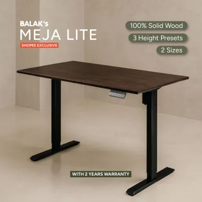 BALAKs Meja Lite - Adjustable Electric Ergonomic Standing Desk-Solid Wood Heavy Duty & Anti-Wobble (2-Years Warranty)