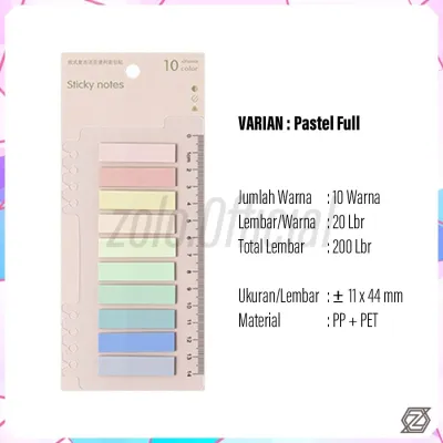 [zolo] Binder Sticky Notes Penanda Pembatas Buku 44 x 11 mm 200 Lbr