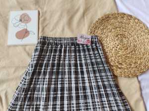 ROK PLISKET KOTAK KOREAN STYLE / ROK PLISKET DEWASA MOTIF KOTAK-KOTAK