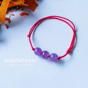 bisa cod!!Gelang keberuntungan tali merah kecubung wulung