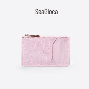 SeaGloca Slim Card Holder Wallet Chic Quilted Design with Gold Zipper Mini Purse for Women No 2609