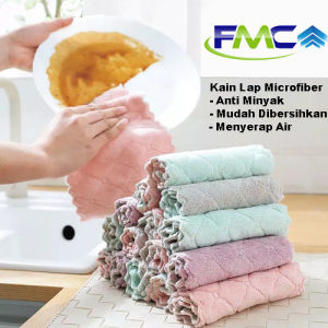 Kain Lap Microfiber Dapur Serbaguna Anti Minyak Per 2pcs Untuk Cuci Piring Membersihkan Meja Kompor Peralatan Kitchen