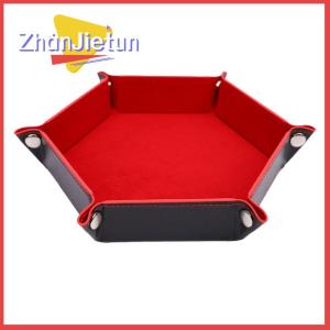 zhanjietun Foldable Tray Box PU Leather Folding Hexagon Square Tray Game